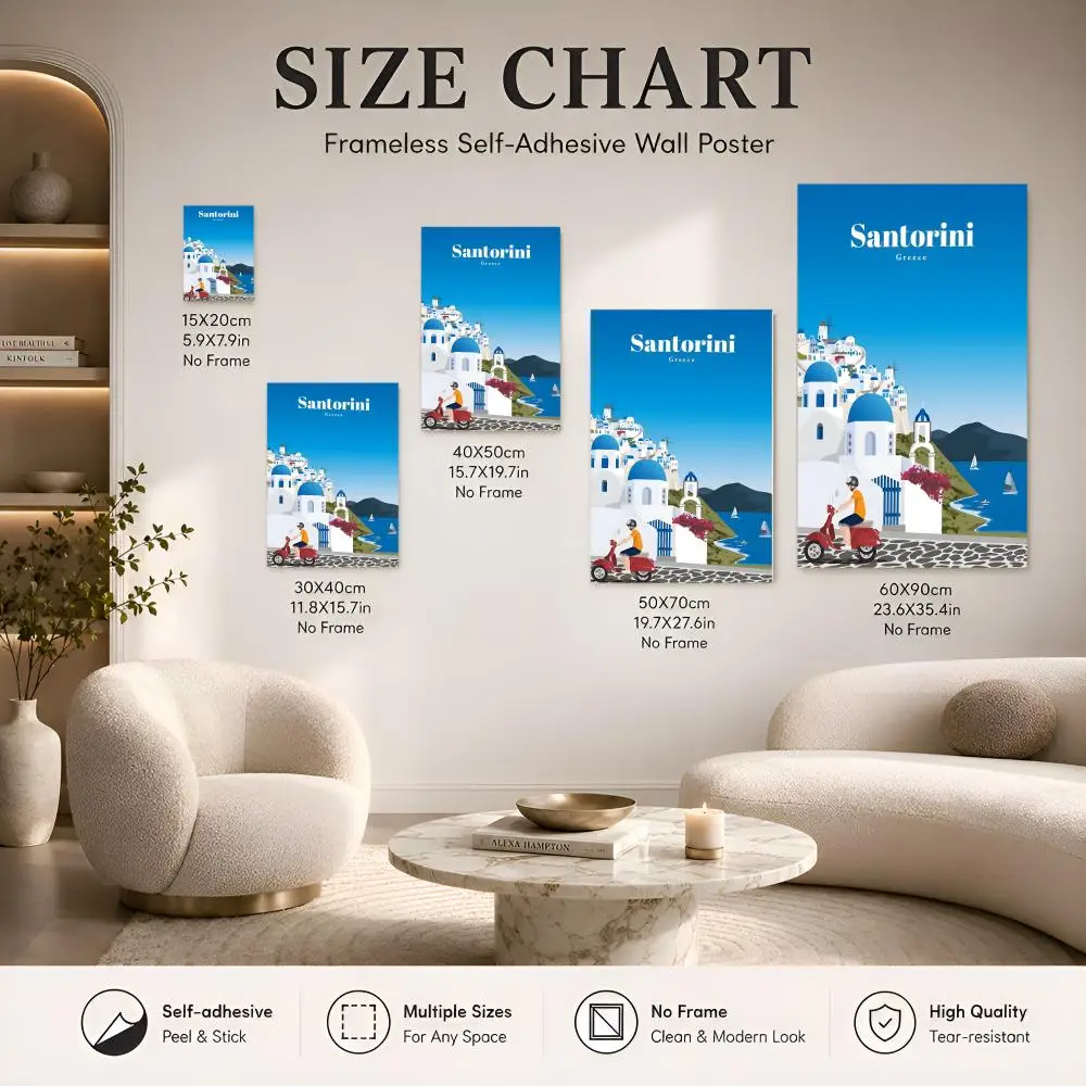 World Famous Tourist Cities Bathroom Apartment Decor Repositionable Flexible Premium Print Office Decor Poster