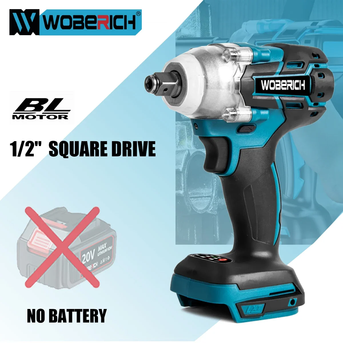 Brushless Cordless Electric Impact Wrench Rechargeable 1/2 inch Wrench Power Tools Compatible for Makita 18V Battery(No battery)