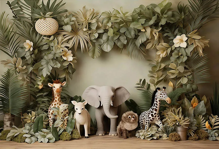 Mehofond Spring Safari Photography Background Easter Day Party Newborn Birthday Animal Jungle Green Grass Decor Photo Backdrops