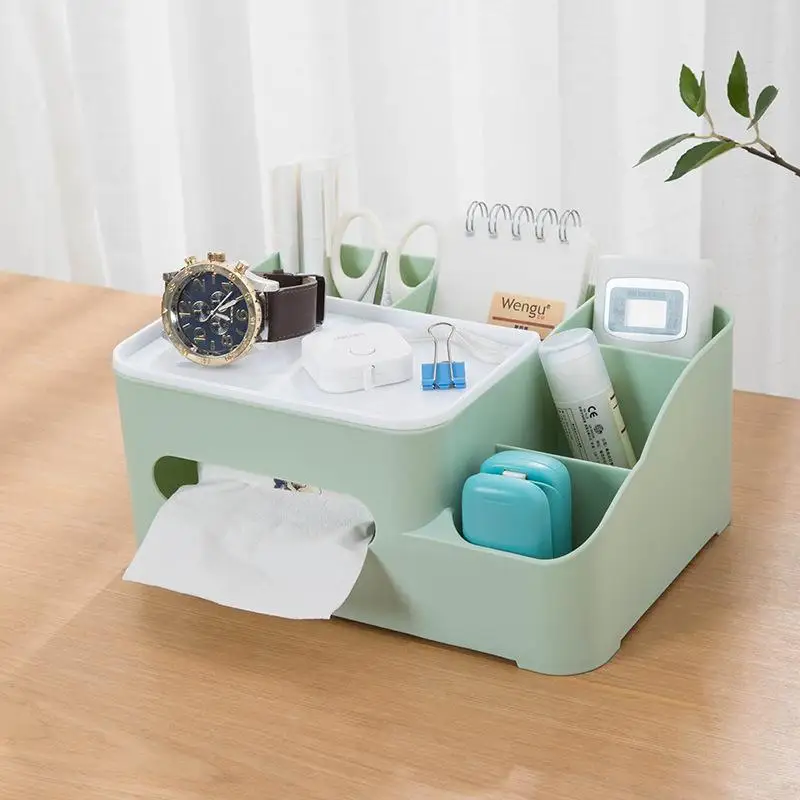 Tissue Box Napkin Holder Remote Control Desk Organizer Office Multifunctional Home Sundries Container Storage Box