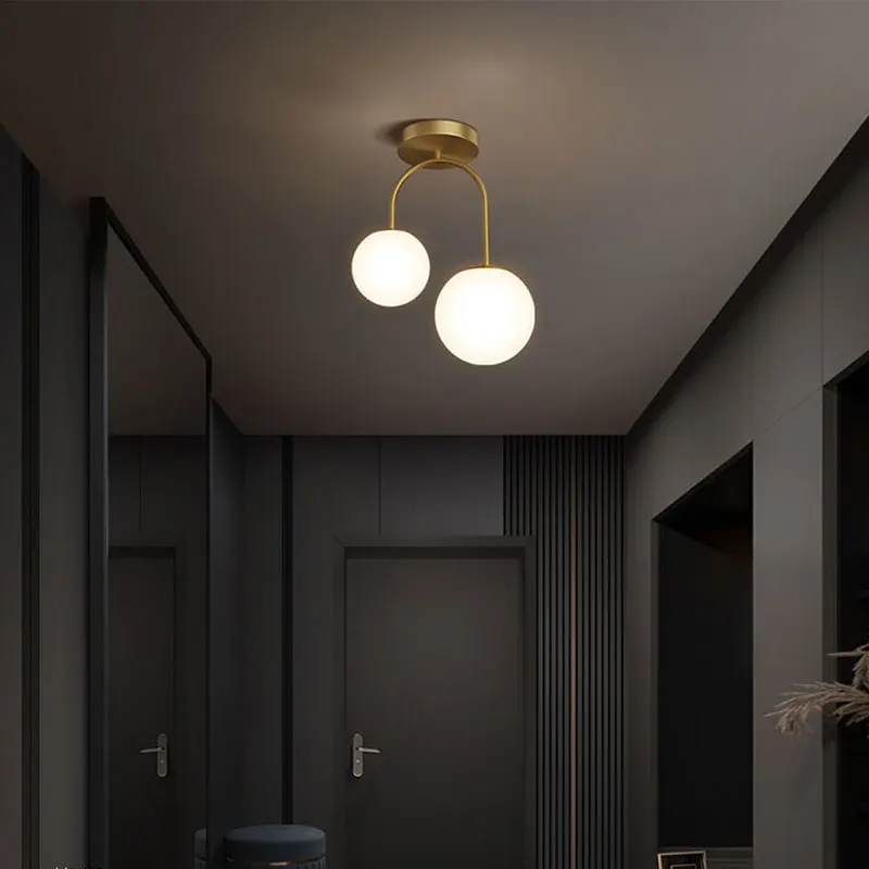 Imagem -03 - Nordic Glass Ball Led Ceiling Light Lâmpadas para Corredor Corredor Varanda Corredor Quarto Clockroom Decoração de Casa Iluminação Interior