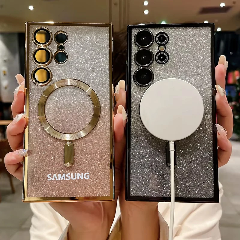 UV Printed Luxury Electroplated Soft Magnetic Phone Case for Samsung Galaxy S26 S25 S24 S23 S22 Ultra Plus