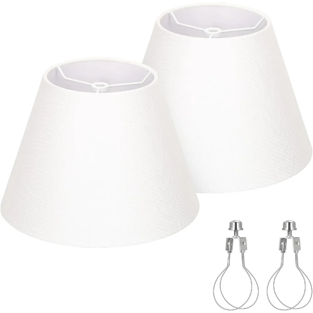 

small lamp shades set of 2, 5.5" top x 10" bottom x 6.6" high, small white lamp shades for table lamps, fabric lampshade replace