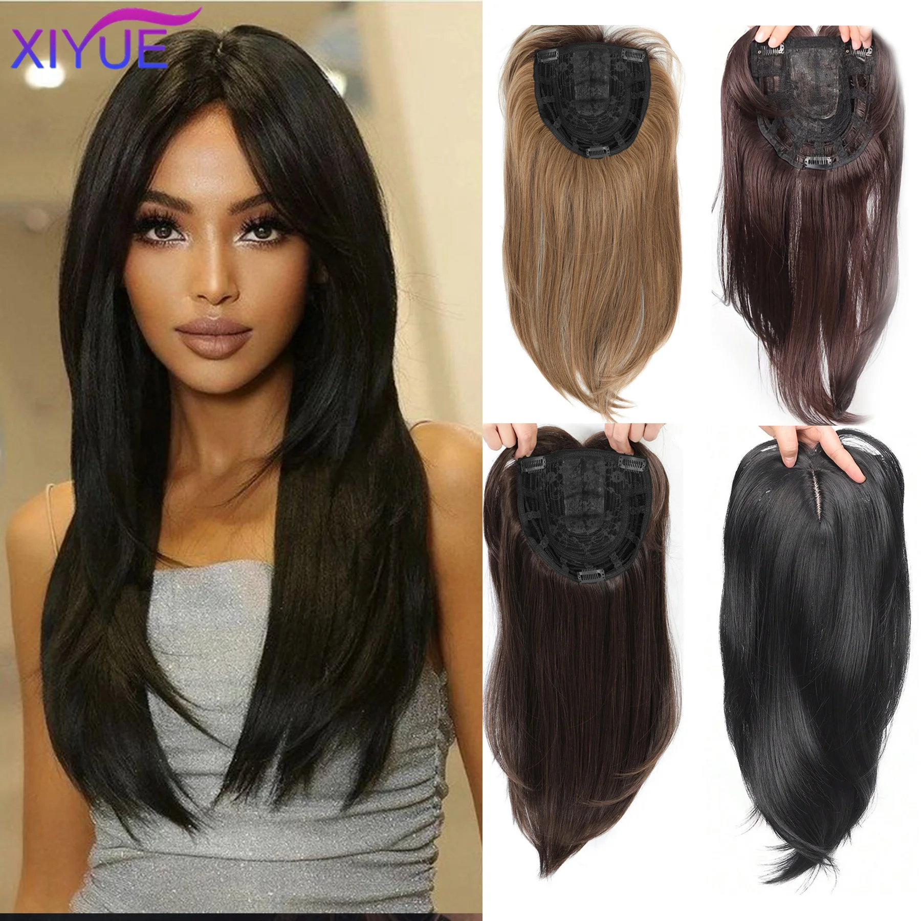 XIYUE Synthetic False Bangs Clip-In Bangs Extension Natural Neat Fake Fringe Topper Hairpiece Invisible Clourse Hairpieces