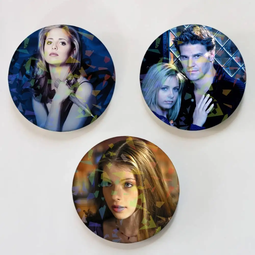 Horror TV Series Buffy The Vampire Slayer Laser Button Pins Backpack Clothing Decor Brooch Fiction Badge Jewelry Gifts