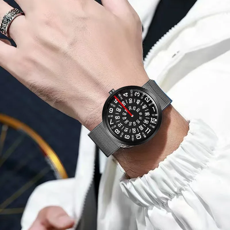 Orologio da uomo casual Bussola personalizzata Cintura in rete digitale Orologio da studente decorativo Orologio al quarzo impermeabile semplice 2025