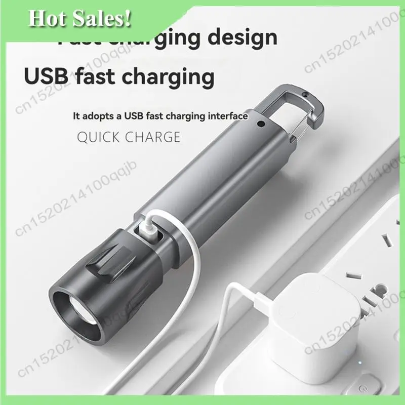 

-FDDT Zoom Multi-Mode Flashlight Torch LED Ultra Bright USB Rechargeable Hook For Outdoor Hiking For Camping Fishing