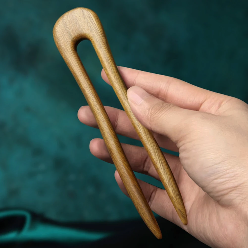 

Заколка для волос из зеленого сандалового дерева U-образные палочки, заколки для булочек, прическа, аксессуары, вилки, женские U-образные заколки для волос Miss French