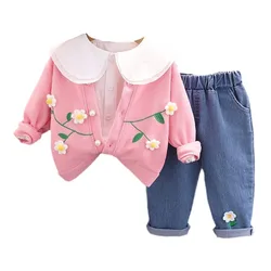 New Spring Autumn Fashion Baby Clothes Suit Children Girls Jacket Shirt Pants 3Pcs/Sets Toddler Casual Costume Kids Tracksuits