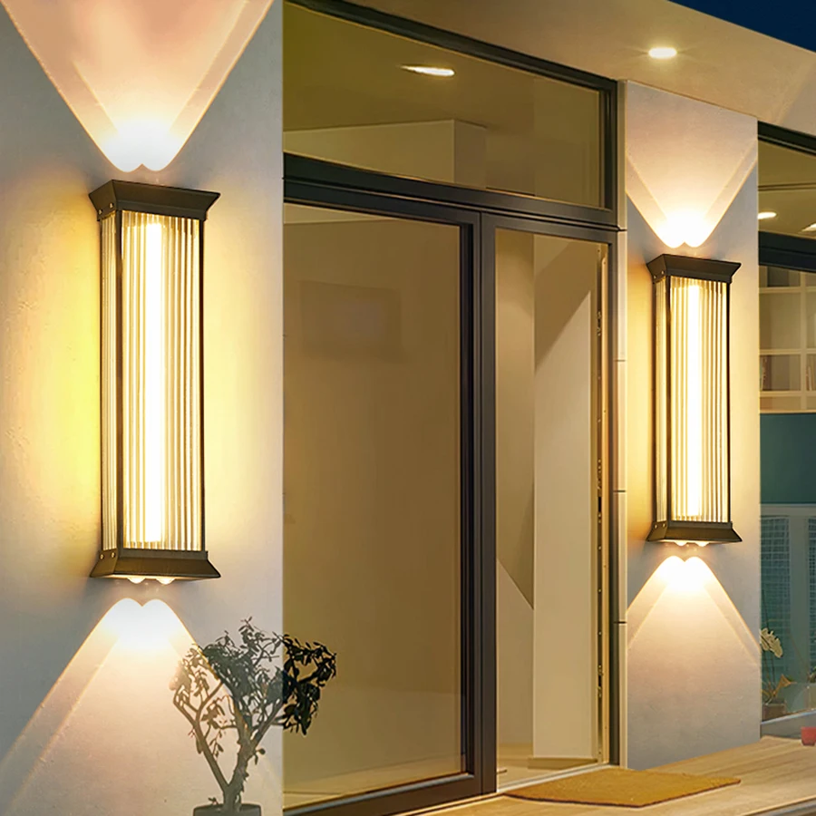Outdoor Waterproof Wall Lamp Garden Lamp Exterior Wall Pillar Villa Terrace Light Stainless Steel Simple Courtyard Wall Light