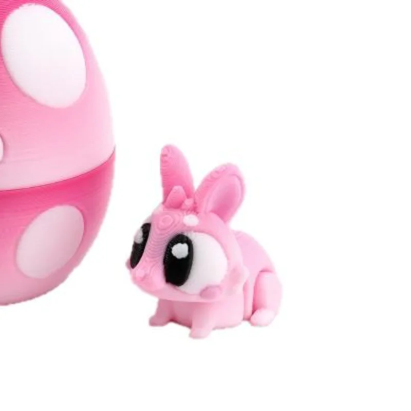 2Pcs Colorful Easter Rabbit Home Desktop Ornament 3D Printed Rabbit Eggs Animal Model Toys Happy Easter Gift For Kids