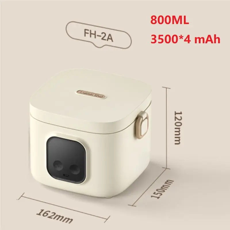 A73M-Cordless Electric Lunch Box Rechargeable Self-Heating Food Warmer With 800ML Container For Travel/Picnic/Party