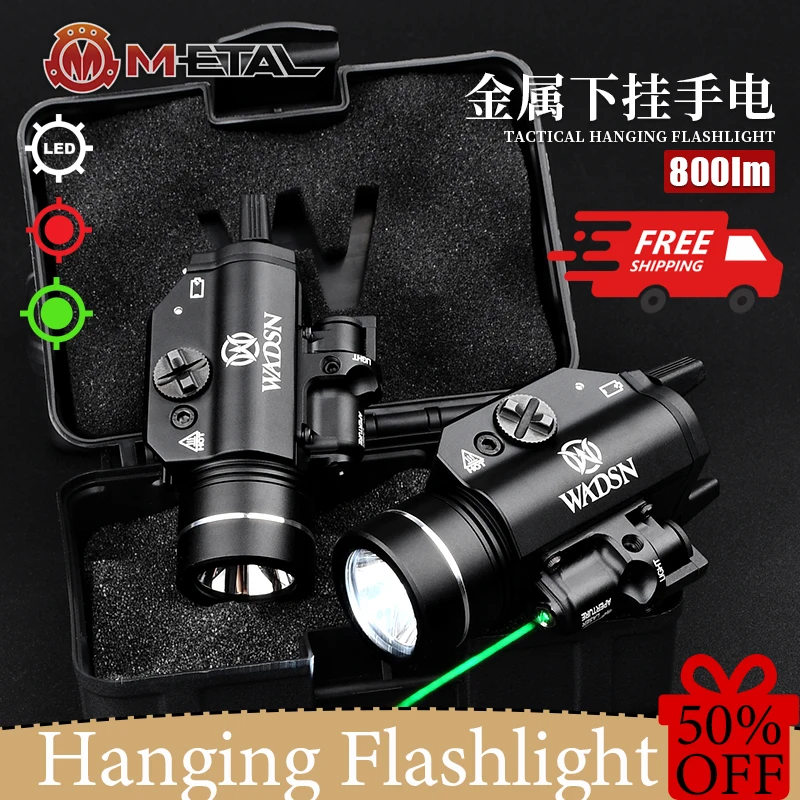 

WADSN T-1HL Metal Hanging Flashlight Red Dot Green Laser X300 X400 Pistol LED Light Airsoft Fit 20mm Rail