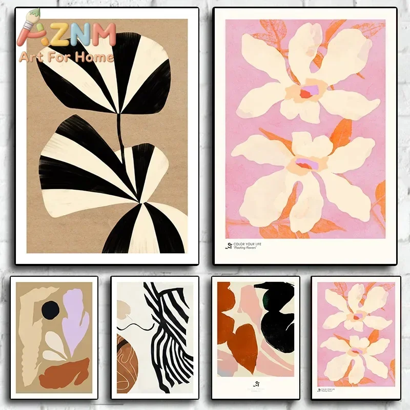 Abstract Line Flower Poster Different Shapes Gallery Geometric Patterns Wall Art Canvas Painting And Prints For Home Room Dec