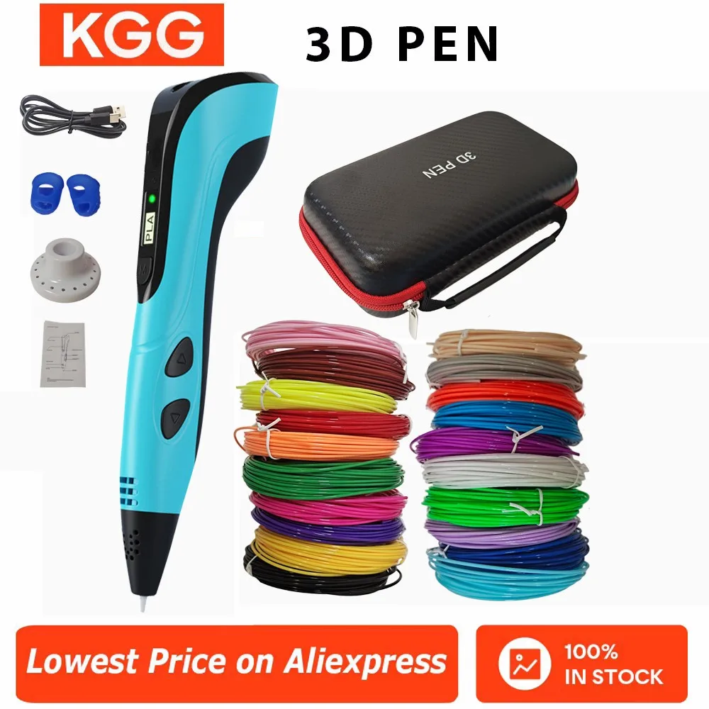 

2025 3D Pen Set for Children 3D Printing Pen with LED Screen 100M PLA Power Adapter Travel Box Christmas Birthday Gift for Kids