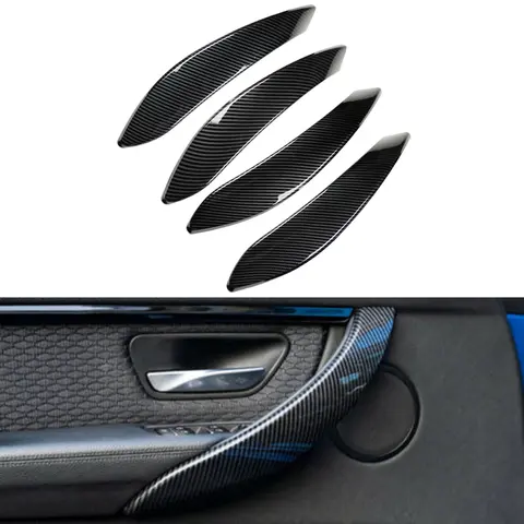 인테리어 문짝 핸들 커버 트림 탄소 섬유 모양, BMW 3 시리즈 F30 F31 2012-2019 3GT F34 2013-2019 F33 F36 2014-2019, 4 개