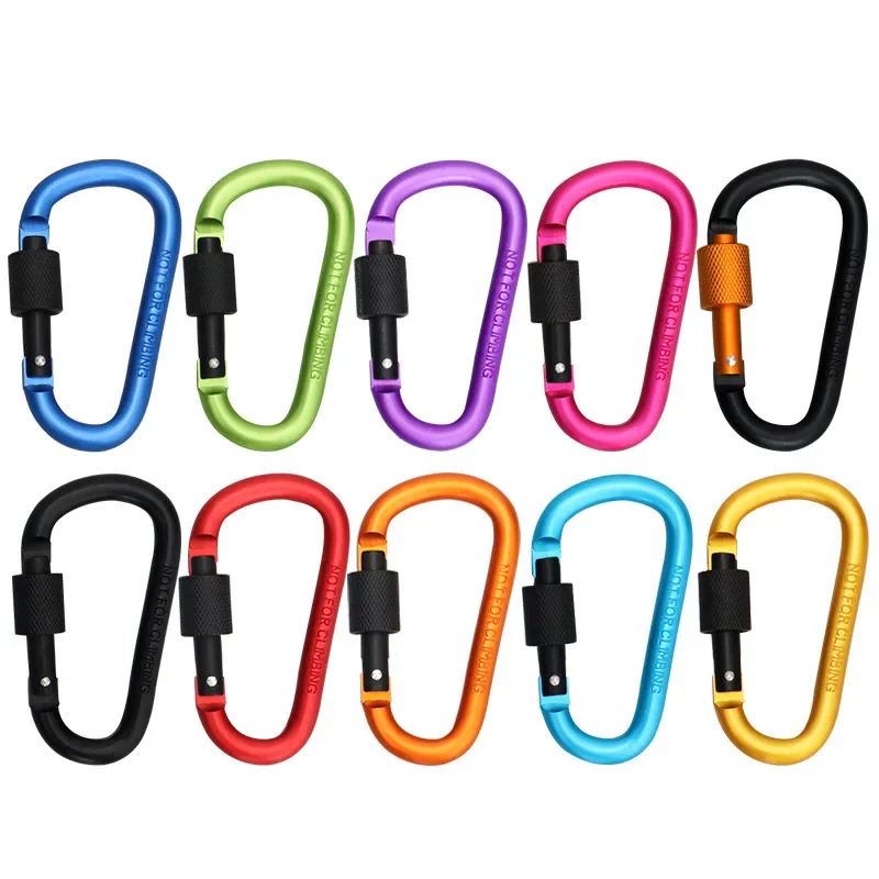 Random Color Aluminium Alloy Carabiners Camping Safety Buckles Outdoor Sports Bottles Backpack Keychain Button Hiking Hooks #8