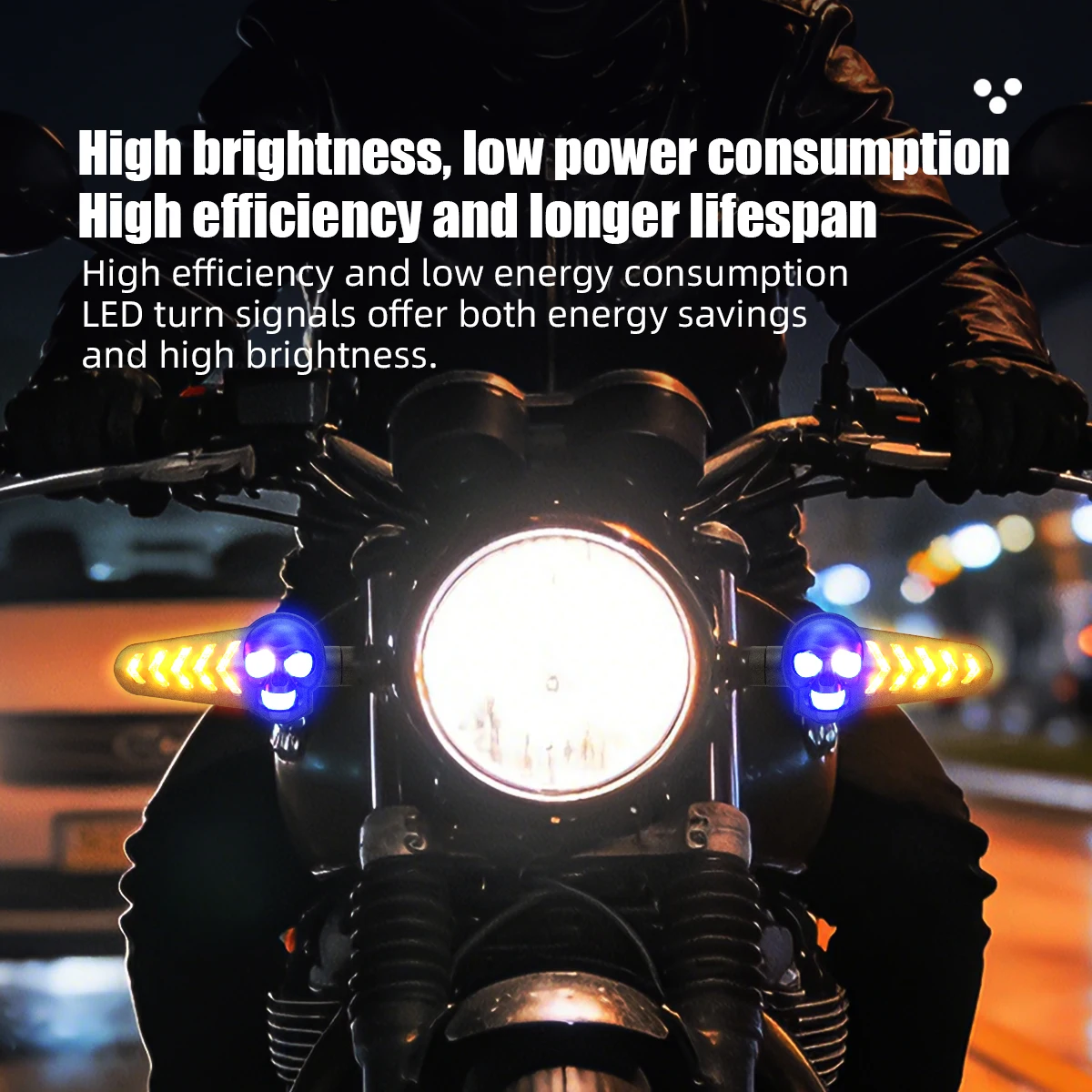 1Pair Motorcycle Skull Head LED Turn Flowing Signal Light Dual Color Skeleton Arrow Amber Flashing Blinker Indicator - view 6