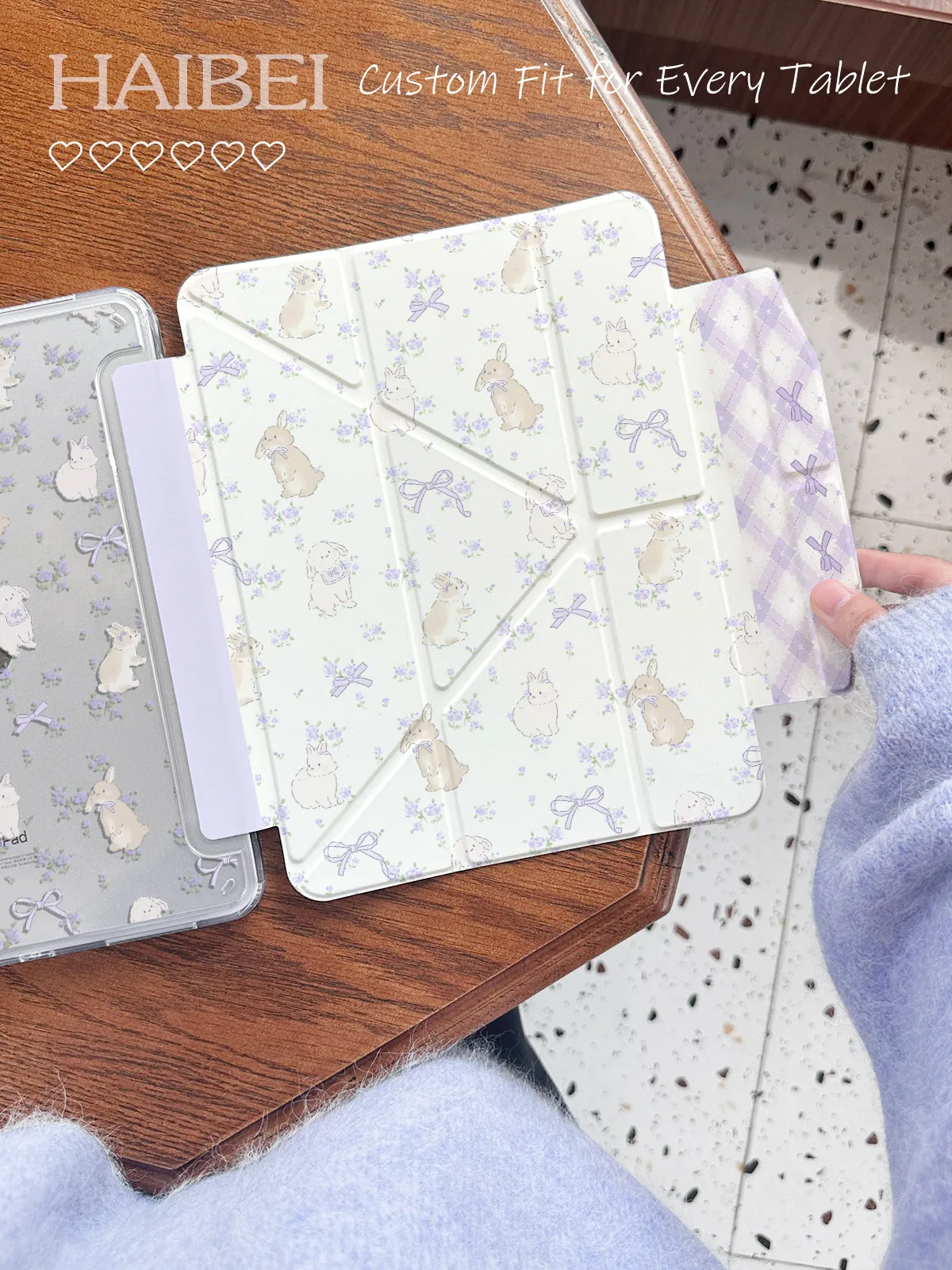 Violet Garden Case iPad, Clear Acrylic Leather Cover, 3+Y Fold Stand with Pencil Holder, Fits Air 10.9/11