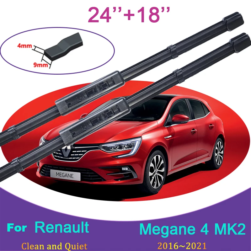 Car Windshield Wiper Blades for Renault Megane 4 MK4 2016 2017 2018 2019~2022 Front Window Windscreen Rubber Wipers Accessories