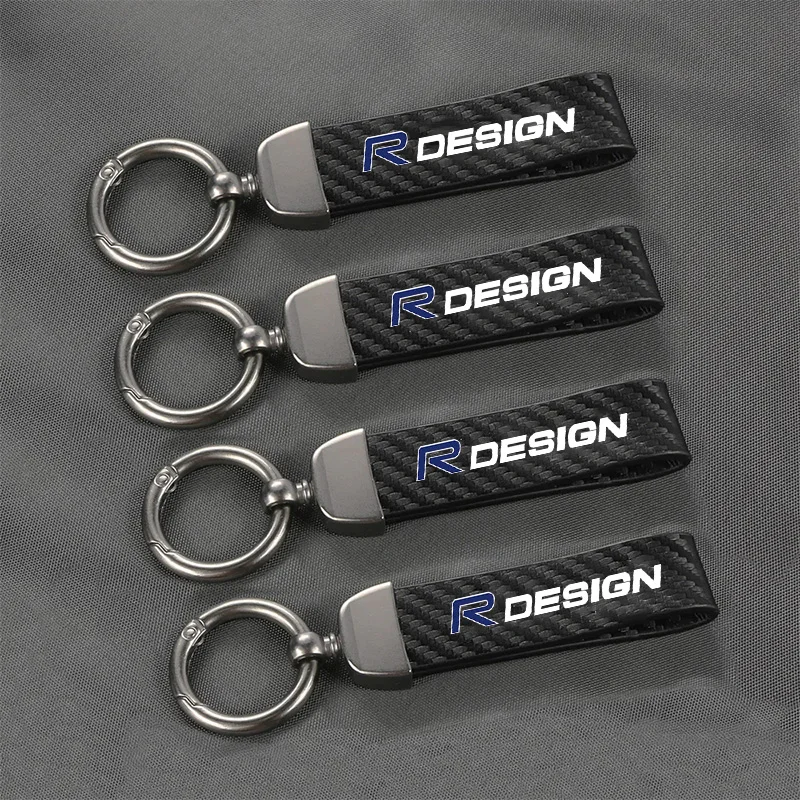 Car Logo Keychain Fiber Leather Alloy For Volvo V60 V40 XC90 S60 C30 XC60 V50 V70 S90 Olestar AWD XC40 S80 T6 V90