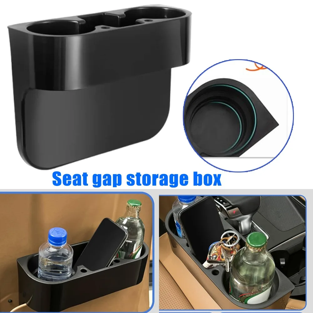 Car Cup Holder Storage Box Armrest Box Organizer Seat Gap Filler Multifunctional Large Capacity No Install Durable