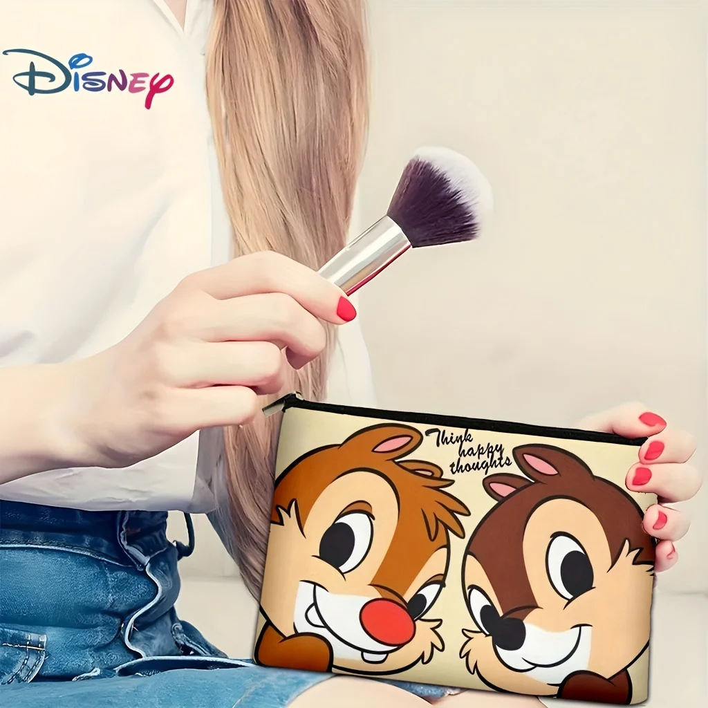 ディズニー チップアンドデール 化粧品バッグ 1個 - 女性用のかわいい多機能ジッパーバッグ、ジュエリー収納バッグ、旅行に最適なジッパー収納バッグ - 楽しい誕生日プレゼント