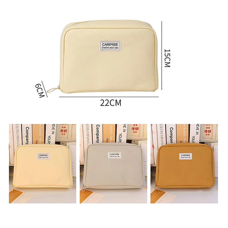 Вместительная женская косметичка, милая Холщовая Сумка для ручек, органайзер, корейские канцелярские принадлежности для школы и офиса для девочек, 1 шт.