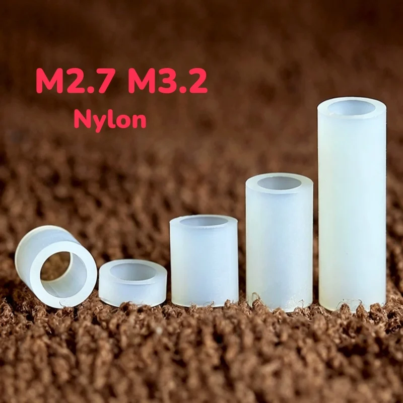 M2.7 M3.2 Insulation Non Threaded White Nylon Plastic Motherboard Standoff Rround  PC Board Spacer Cylindrical Spacer