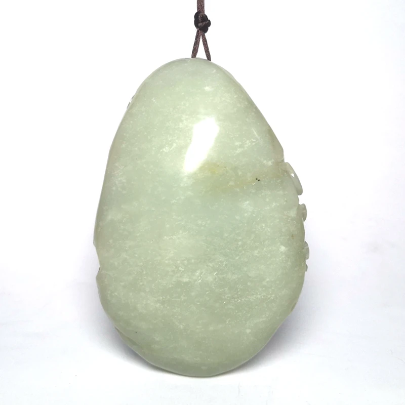 YIZHU CULTUER ART Size 9 × 6 cm Old China Hetian Jade Hand Carving Lotus leaf Fish Pendant Decoration Collection