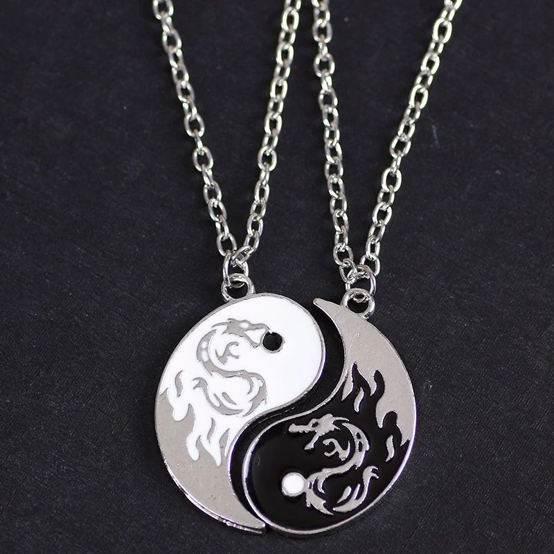 Fashion Dragon Figure Yin Yang Adjustable Bracelet Tai Chi Couple Necklace For Boyfriend Girlfriend Valentine's Day Jewelry Gift