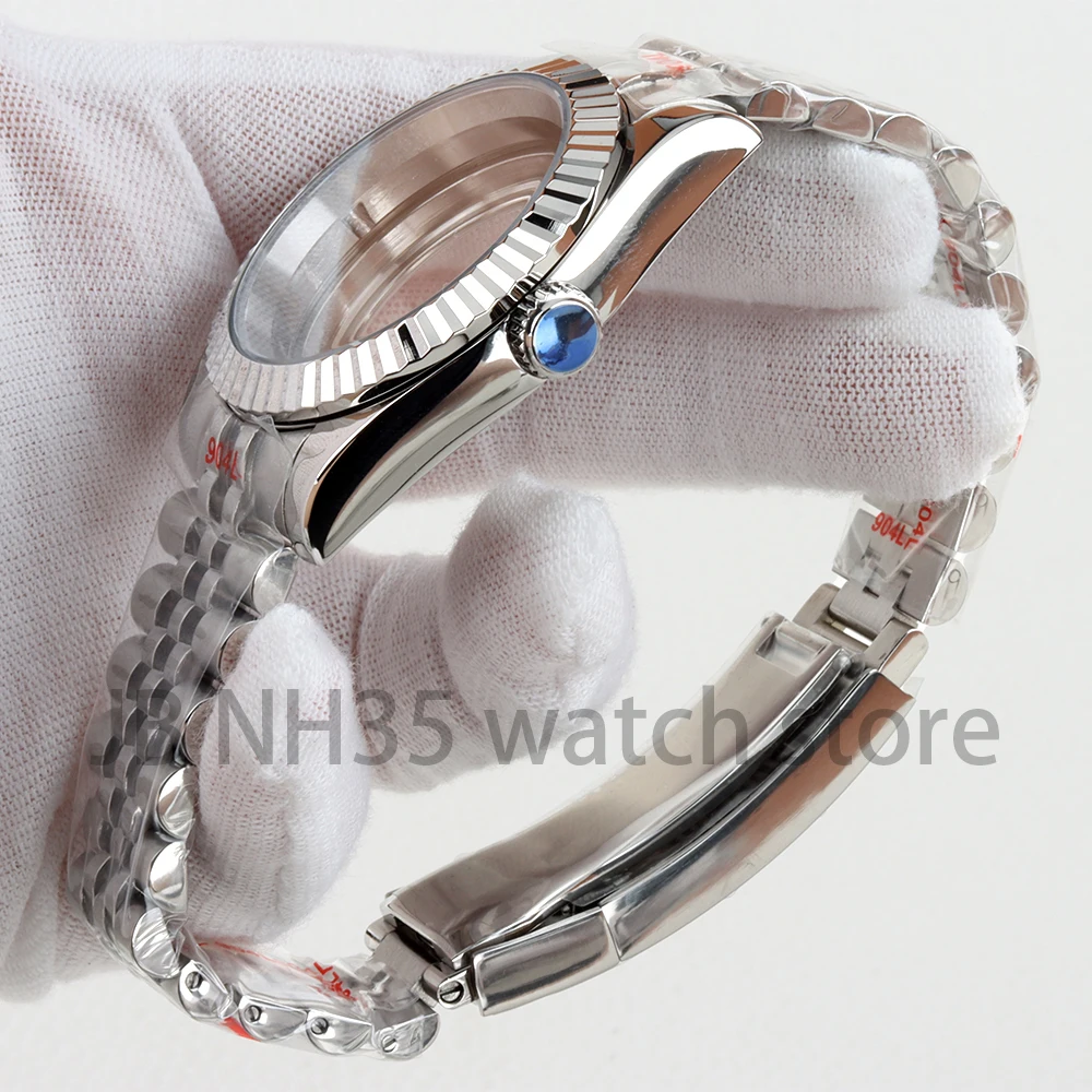 NH35 36/39mm Cassa per orologio Argento Bracciale giubileo in acciaio inossidabile di alta qualità per Seiko Nh35 Nh36 Movimento Datejust Case