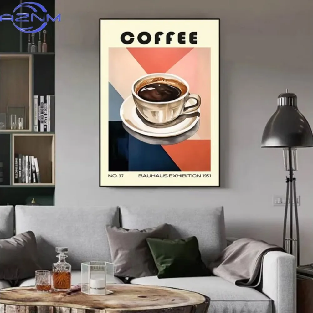 1pcs Frameless Bauhaus Style Retro Food Poster,Mid-century Canvas,Kitchen and Dining Room Decor,Specialty Coffee,Kitchen Decor view 3