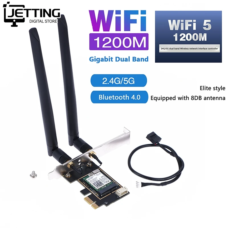 Adaptateur Wifi PCi Express pour ordinateur de bureau, carte PCI-E sans fil, bande de touristes, Intel 1200, Bluetooth 4.0, 2.4 Mbps, 7260G, 5G