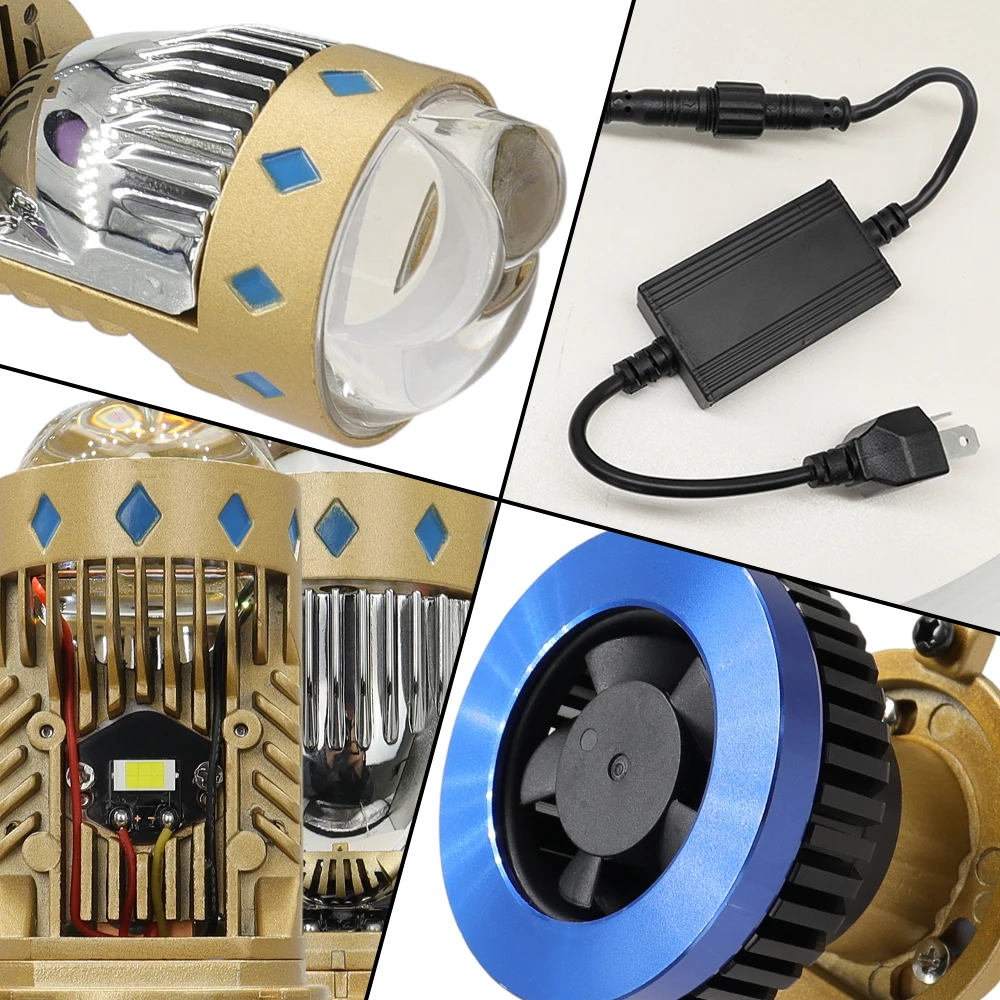 H4 Laser Lens Headlight Super Bright Spotlight Headlight Matrix Lossless Led Dual Light Lens Headlight Far and near Light Fog Li