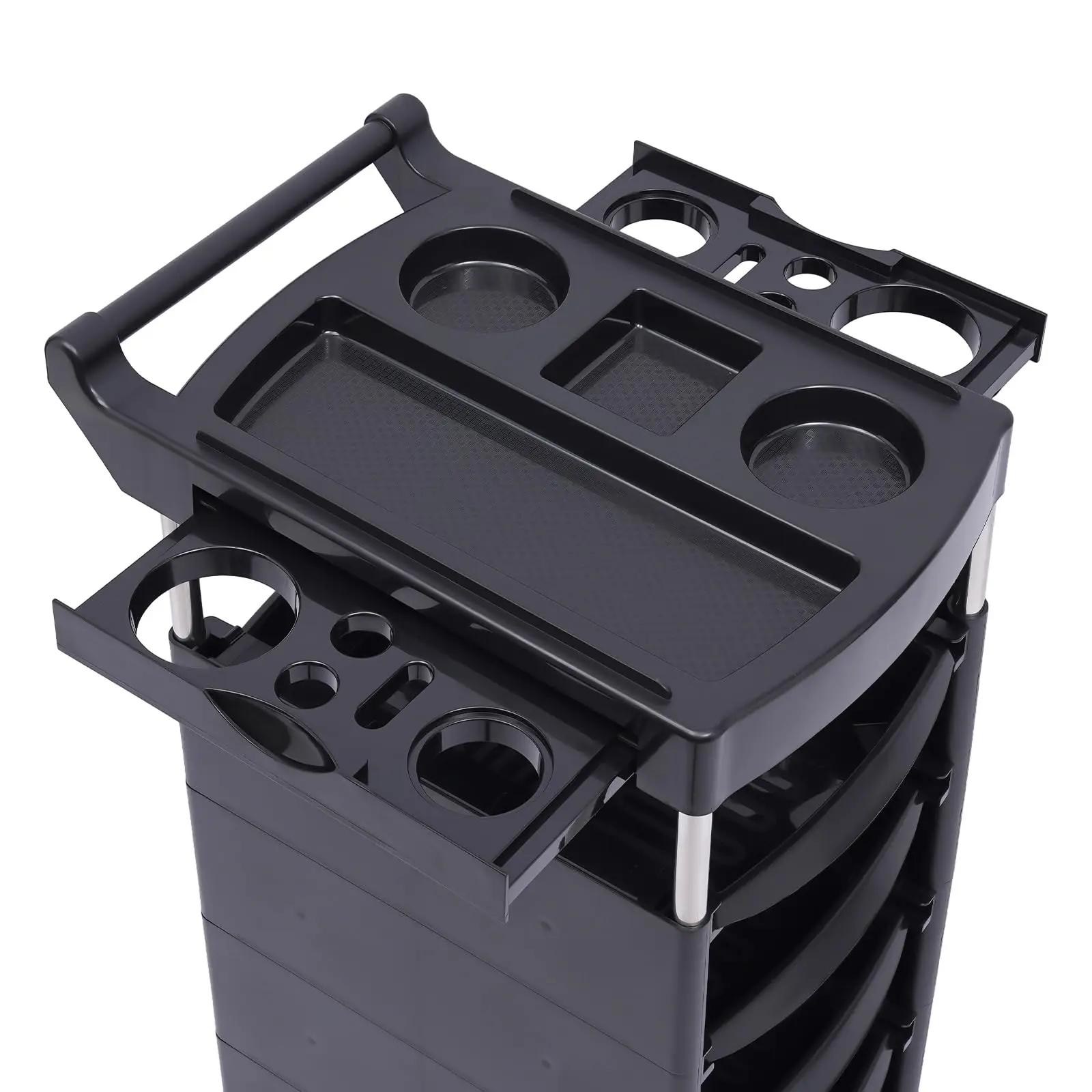 6-Tier Hair Styling Salon Trolley with Wheels, Beauty Salon Storage Cart with Drawers and Hair Dryer Holder, Salon Station Trolle