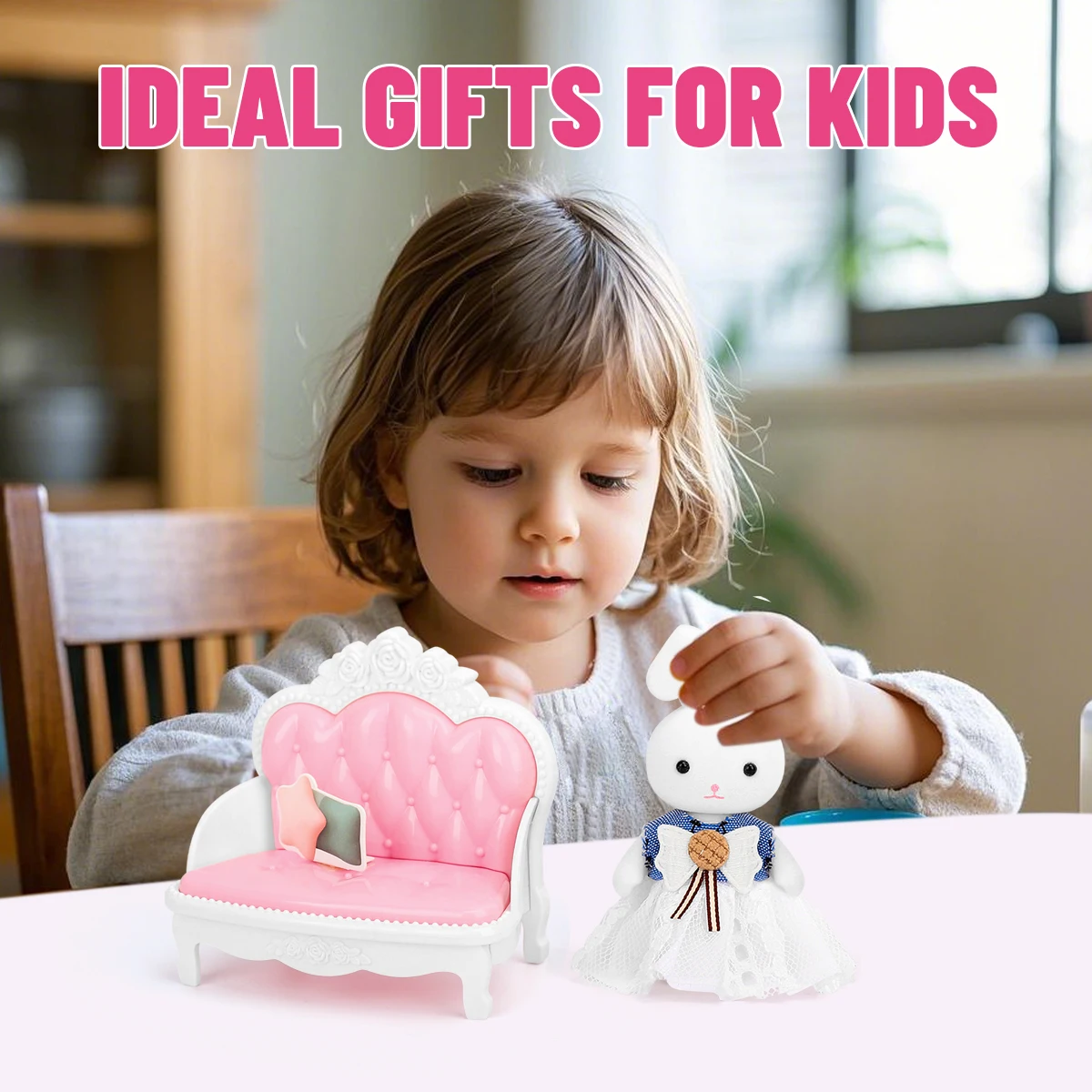 1:12 Finta giocattolo Principessa Castello Divano Bunny Set Ragazze Giochi di imitazione Casa Giochi di ruolo Accessori per bambini per regali