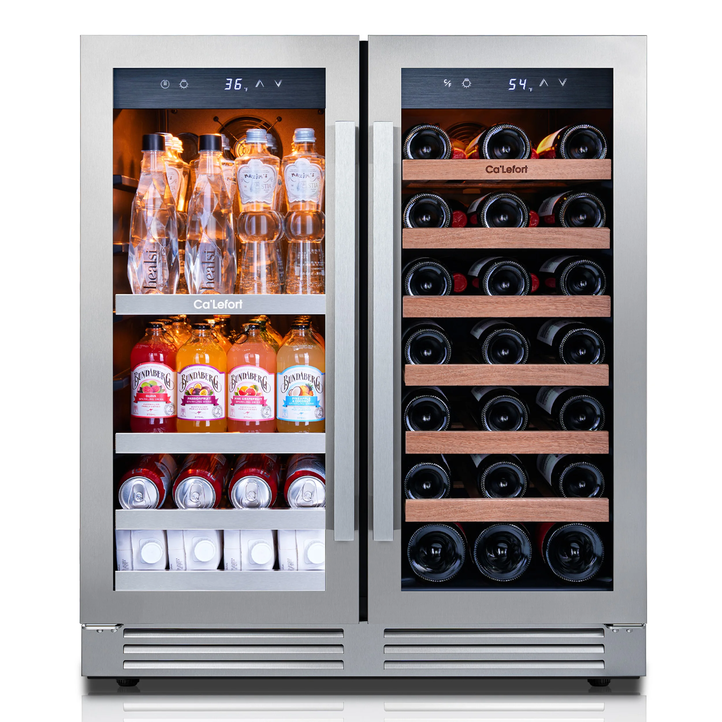 Ca'Lefort 170L Dual-Zone Wine & Beverage Fridge Elegant Cooler with Fingerprint-Resistant Stainless Steel & Eco-Friendly Design