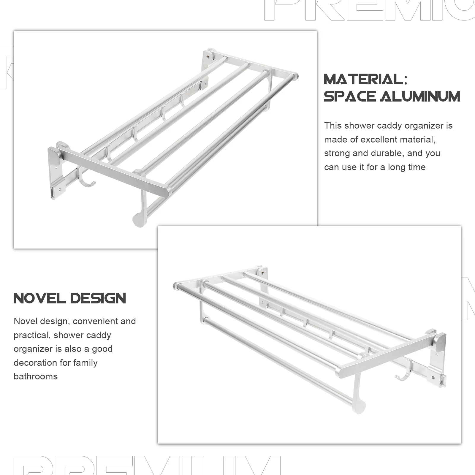 

Folding Metal Towel Rack Wall Mounted Bathroom Organizer Shelf Retractable Shower Shelf Punch Free Storage Hanging Rack