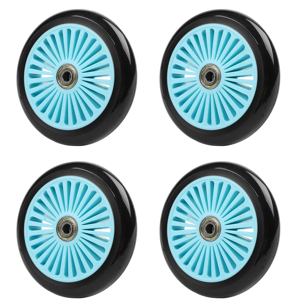 4 Pieces 120mm Diameter PU Caster Wheels for Scooters Carts Roller Skates High Elasticity Quiet Rolling ABEC 7