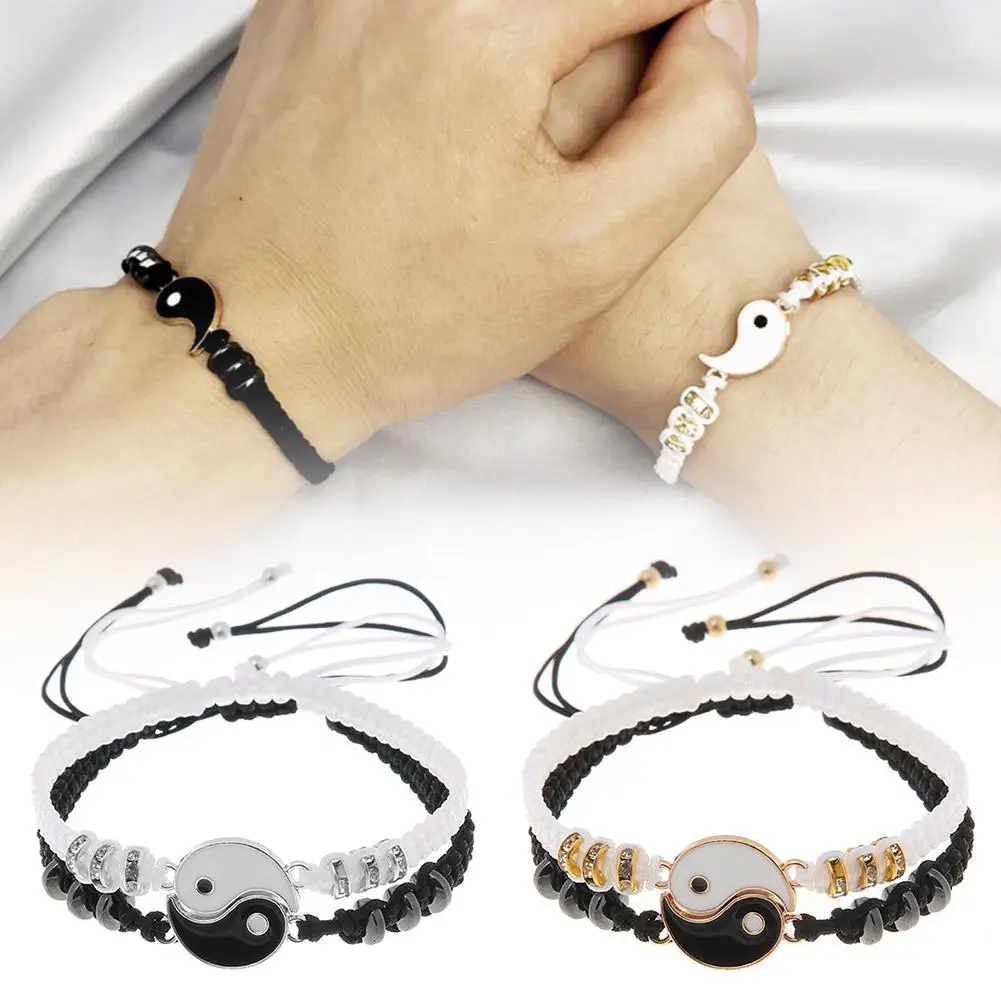 Yin Yang Tai Chi Rope Bracelet Chinese Traditional Style Charm Friendship Boyfriend Adjustable Friends Girlfriend Bracelet M8E5