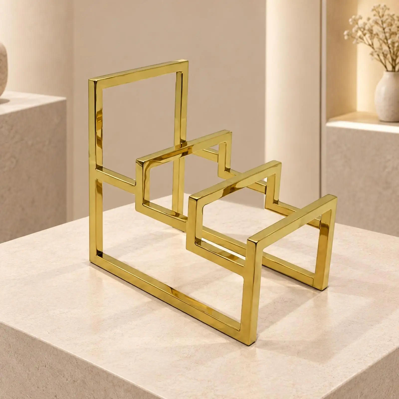 Retail Wallet Display Stand Stainless Steel 3 Tier Rack for Handbag Showcase Counter Shelf Holder