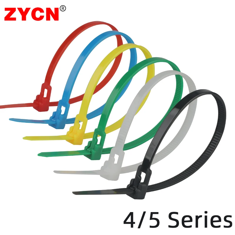 50pcs Nylon Reusable Cable Zip Ties 4x150 5*200mm Releasable Fixed Binding Color Black Disassembly May Loose Slipknot Detachable