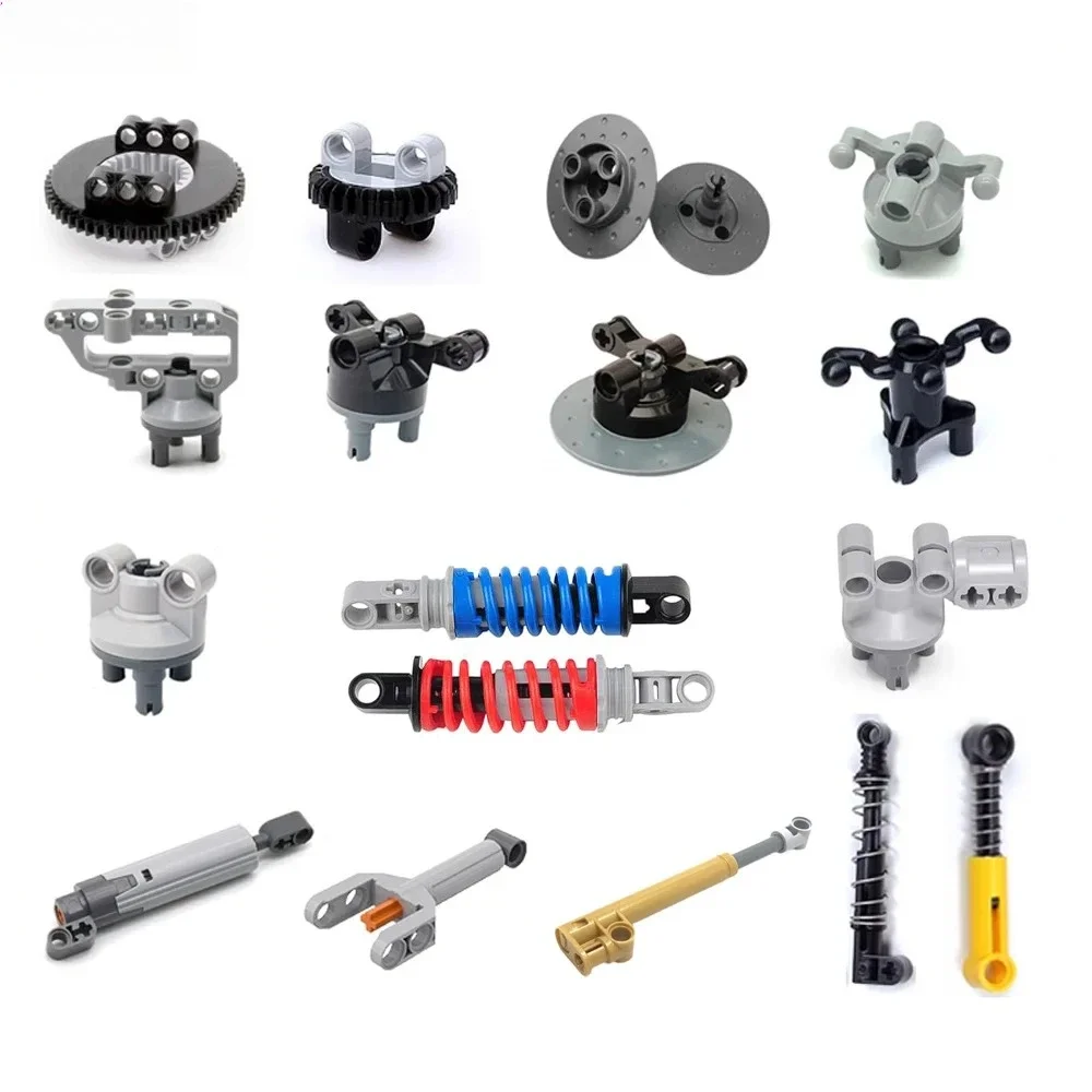 MOC Suspension Steering Push Rod Putter Spring Shock Absorber Technical Parts for DIY Building Blocks Tire Car Truck Drive Brick