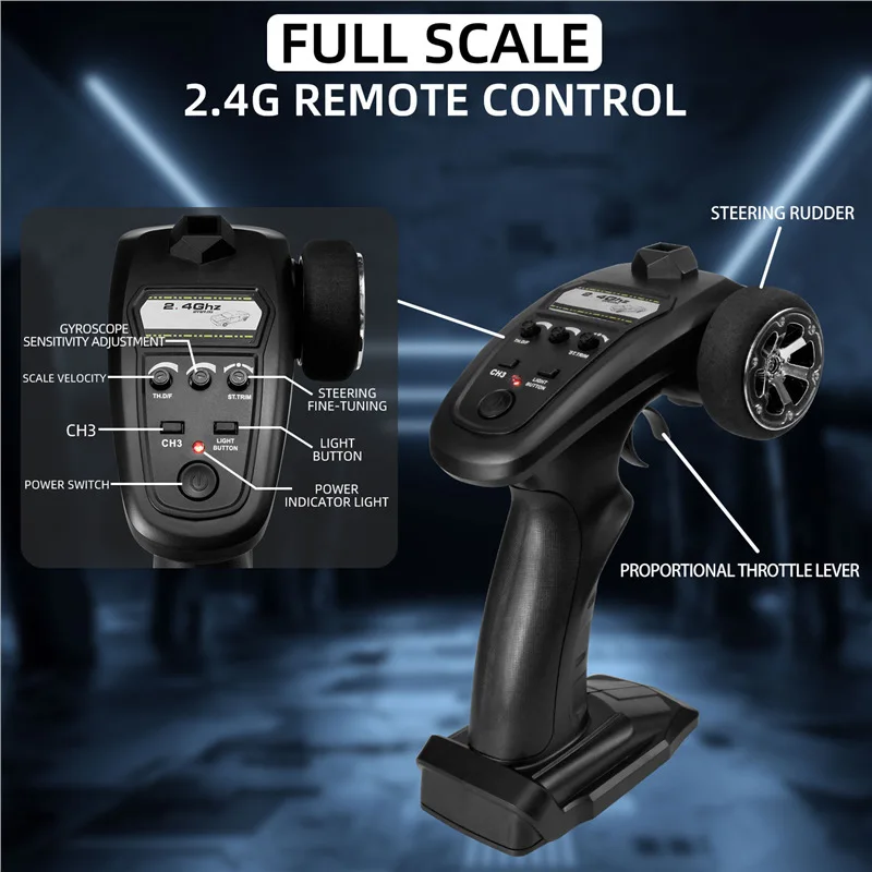 Fqd10 1/20 Challenger coche de Control remoto totalmente proporcional 4wd giroscopio Drift Car Racing modelo de simulación juguete para regalo