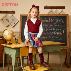 DXTON 2024 Mini Skirt For Girls Rainbow Kids Ballet Dancing Skirt Sequins Blingling Pettiskirt Shiny Children Tutu Skirt Costume