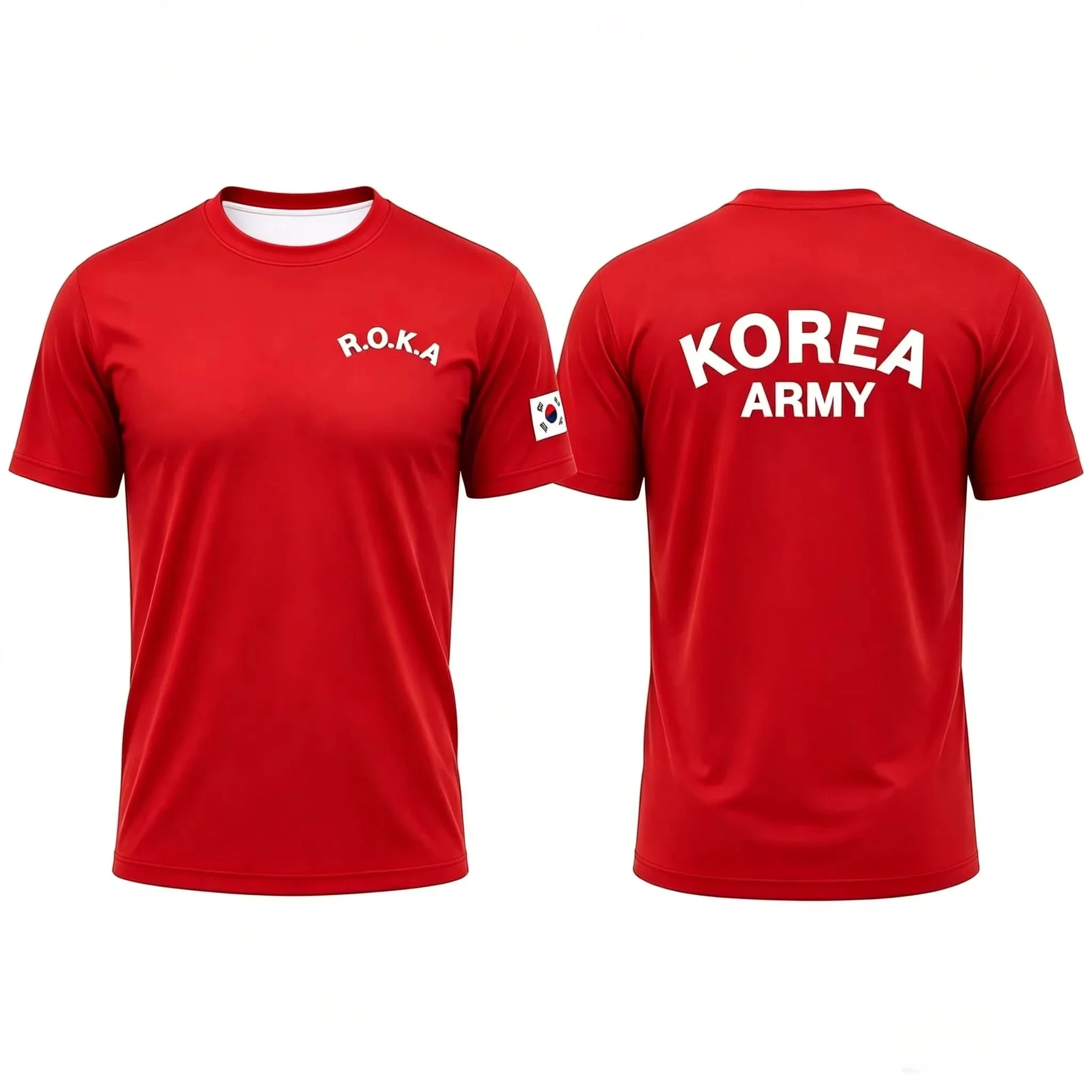 ROKA Korea Army Family Matching T Shirt Men Women Kids Quick Dry Short Sleeve  Korea Flag Print Casual Tactical Training Tops