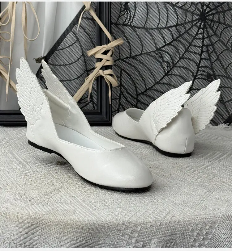 Medieval Shallow Mouth Single One Pedal Wing Design Spring and Summer Versatile Girl Feeling Light Retro Women's Flat Shoes view 2