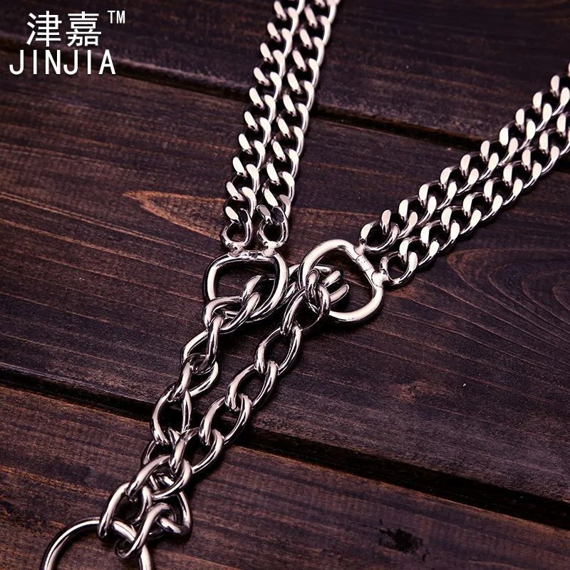 Stainless Steel Double Chain Dog Choke Collar Slip Training Collar for Medium Large Dogs Strong Anti-Pull Pet Correction Collar