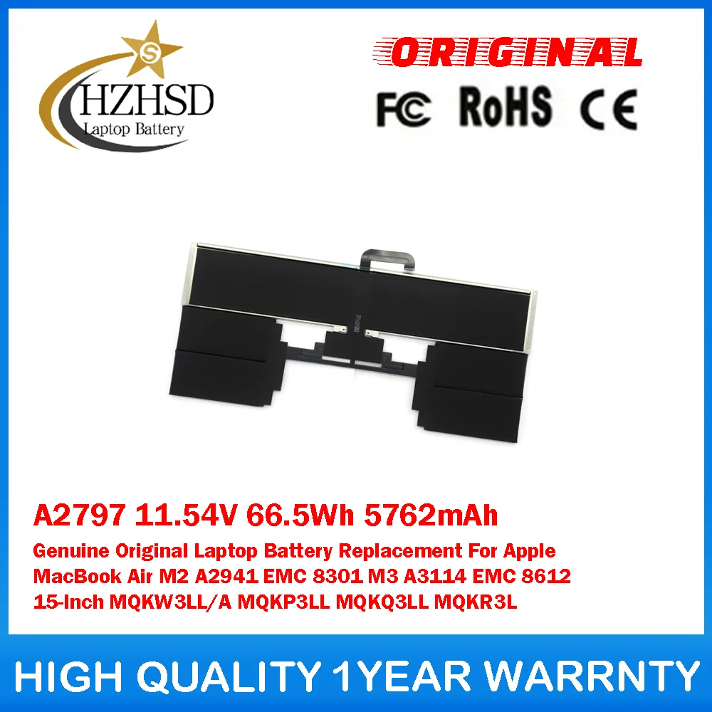 

A2797 11,5 В 66,5 Втч 5762 мАч Оригинальный аккумулятор для ноутбука Apple MacBook Air M2 A2941 EMC 8301 M3 A3114 EMC 8612 15-дюймовый